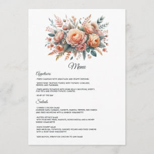 Menu Peach Fuzz Floral Mariage