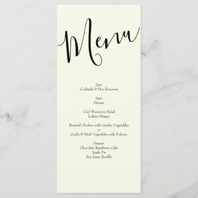 Menu Peach Ivory Mariage Rose Vintage (Devant)