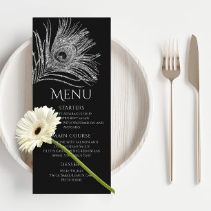 Menu Peacock Feather Chic Parties scintillant Bat mitzv