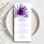 Menu Peacock Feather Chic Parties scintillant violet Ba<br><div class="desc">Ce design présente une élégante plume paon à parties scintillant rose et violet sur un arrière - plan blanc avec les informations de votre menu Bat mitzvah ci-dessous. Personnalisez en modifiant le texte dans les zones de texte. Conçu pour vous par Evco Studio www.zazzle.com/store/evcostudio #mitzvah #batmitzvah #eventplanner #mazeltov #jewish #mitzvahswag...</div>