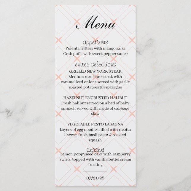 Menu Pêche pastel et géométrique crème (Devant)