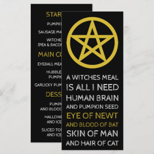 Menu Pentagramme encerclé d'or, Halloween