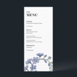 Menu Périwinkle Blue Modern Floral Mariage Dîner<br><div class="desc">Cette suite de papeterie mariage se distingue des autres par une palette de couleurs à permules. Le design comporte un bouquet floral moderne,  et vous pouvez customiser tout le texte. Coordonner les éléments disponibles.</div>