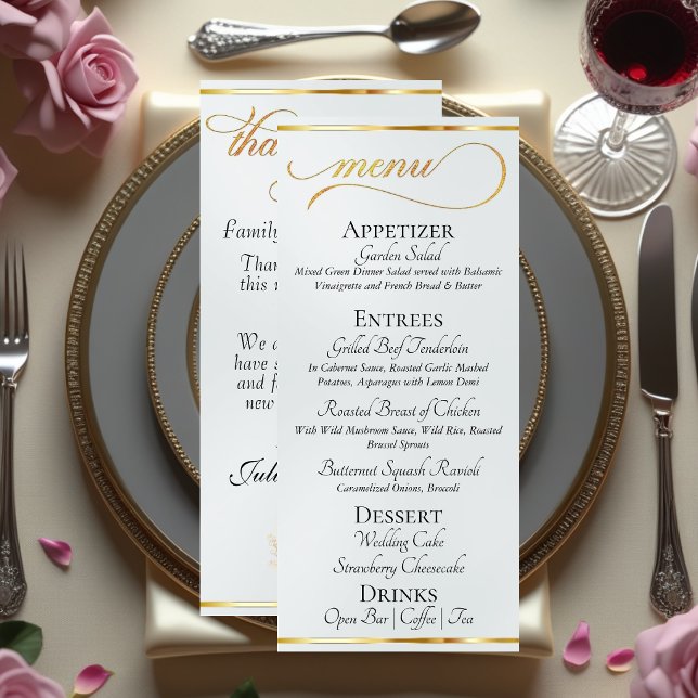 Menu Perle - Monogramme Couronne & Mariage Remerciement (Créateur téléchargé)