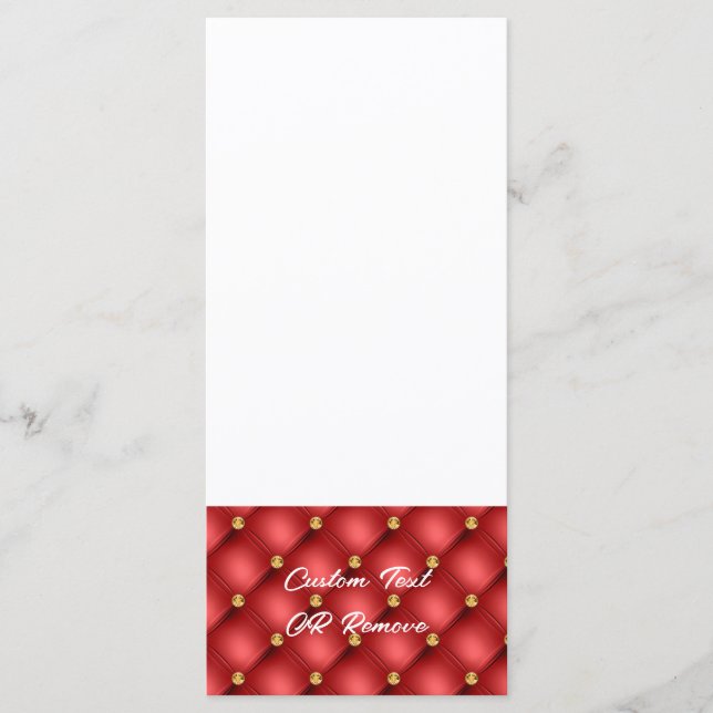 Menu Personnalisé à Pompons Diamants Rouges et Dor (Devant)