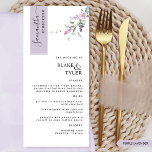 Menu Personnalisé avec le nom de l'invité, Lavender Flo<br><div class="desc">Pourquoi dépenser en place cartes et cartes de menu quand vous pouvez avoir un élégant menu tout-en-un élégant personnalisé avec le nom de chaque client? Contemporain, simple et élégant design avec de beaux détails calligraphiques manuscrits modernes et floral délicat avec des fleurs de mauve, de lilas et de lavande poussiéreuses....</div>