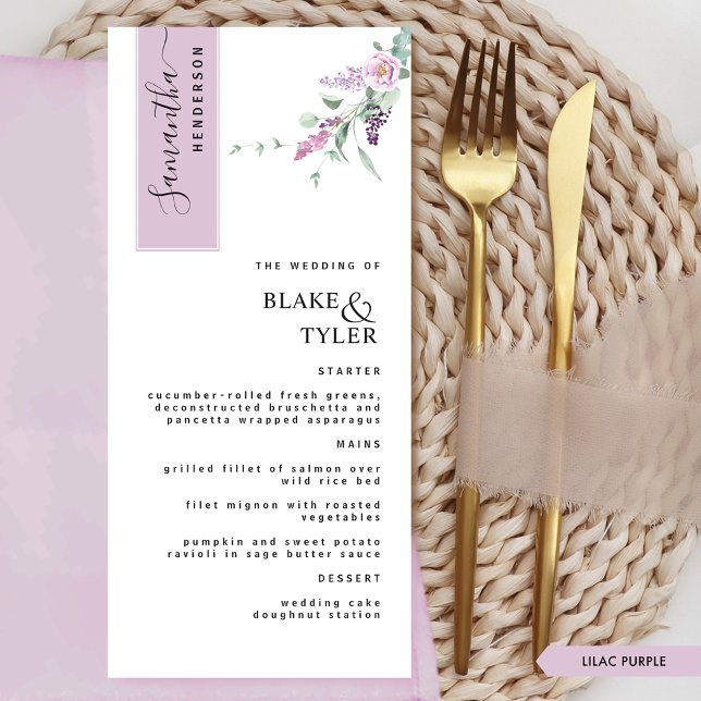 Menu Personnalisé avec le nom de l'invité, mariage flor (Créateur téléchargé)