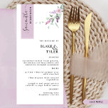 Menu Personnalisé avec nom d'hôte, Lilac Floral Mariage<br><div class="desc">Pourquoi dépenser en place cartes et cartes de menu quand vous pouvez avoir un élégant menu tout-en-un élégant personnalisé avec le nom de chaque client? Contemporain, simple et élégant design avec de beaux détails calligraphiques manuscrits modernes et floral délicat avec des fleurs de mauve, de lilas et de lavande poussiéreuses....</div>