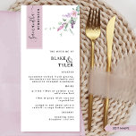 Menu Personnalisé avec nom d'hôte, Mariage floral Mauve<br><div class="desc">Pourquoi dépenser en place cartes et cartes de menu quand vous pouvez avoir un élégant menu tout-en-un élégant personnalisé avec le nom de chaque client? Contemporain, simple et élégant design avec de beaux détails calligraphiques manuscrits modernes et floral délicat avec des fleurs de mauve, de lilas et de lavande poussiéreuses....</div>
