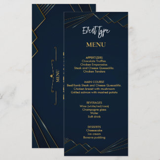 Menu personnalisé fête d'anniversaire