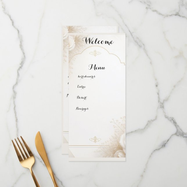 Menu personnalisé Floral Luxe Élégant (Devant/Arrière en situation)