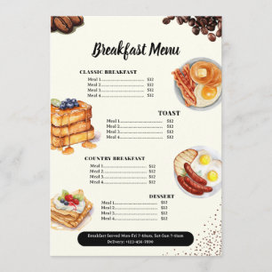 Menu Petit Déjeuner, Menu Restaurant, Marketing Ca