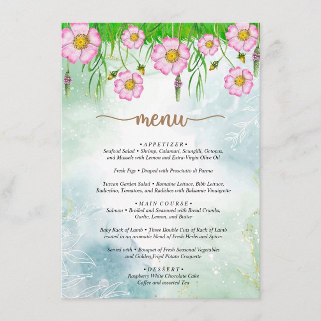 Menu Petit Fleur sauvage En Voie Baby shower (Devant)
