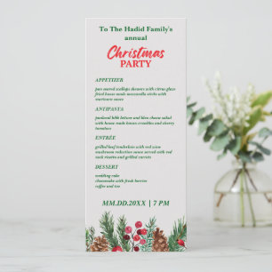 Menu Photo de famille vintage vert et rouge pour la fêt