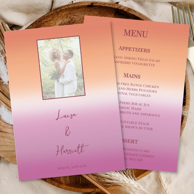 Menu Photo de mariage lesbien avec dégradé de drapeau d (Créateur téléchargé)