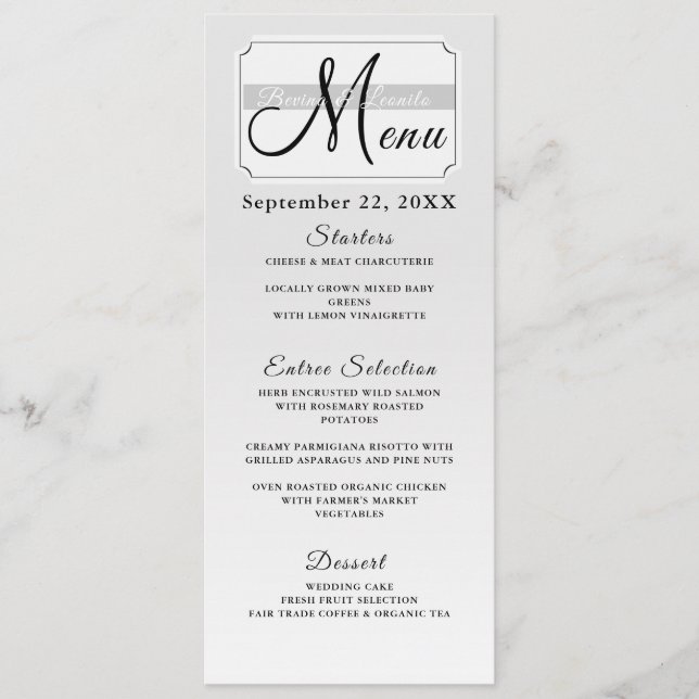 Menu Photo personnalisée Simple Élégant Script Mariage  (Devant)