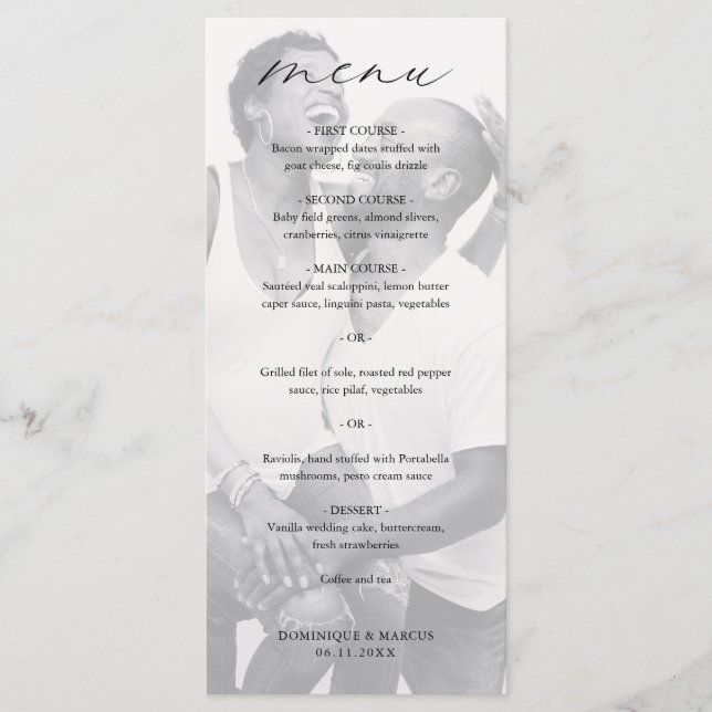 Menu Photographie de calligraphie élégante Mariage mode (Devant)