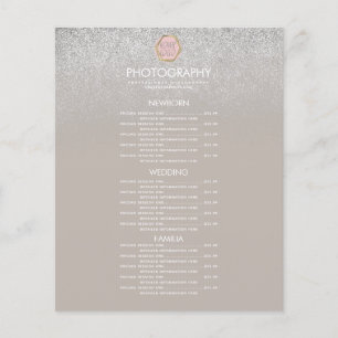 Menu Photographie Entreprise Paillettes Argentées 
