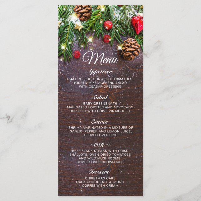 Menu Pine Cônes Branche Russe Noël Dîner de Noël (Devant)