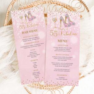 Menu Pink and Gold 55 et Fabulous Bar Cocktails Food