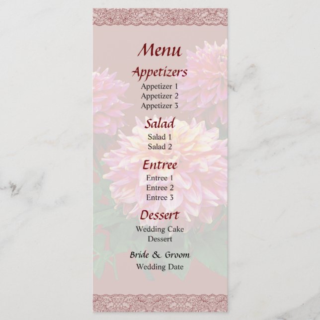 Menu Pink Dahlias Kidd Climax (Devant)