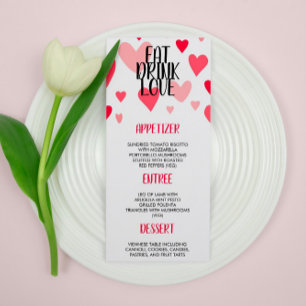 Menu Pink Eat Drink Love Valentine's Day Dinner Party