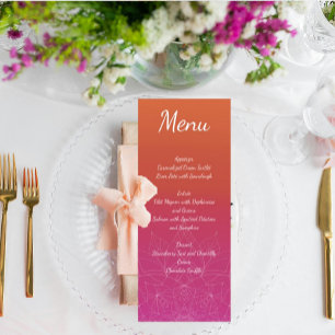 Menu Pink & Orange Bright Ombre Mandala Mariage
