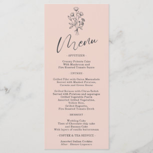 Menu Pink Pastel Flower Bohemian Simple Botanique