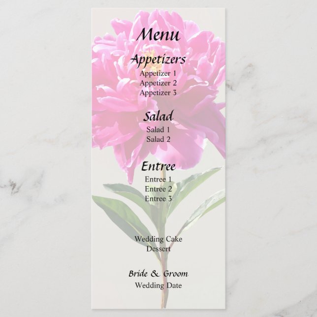 Menu Pivoine Rose Clair (Devant)