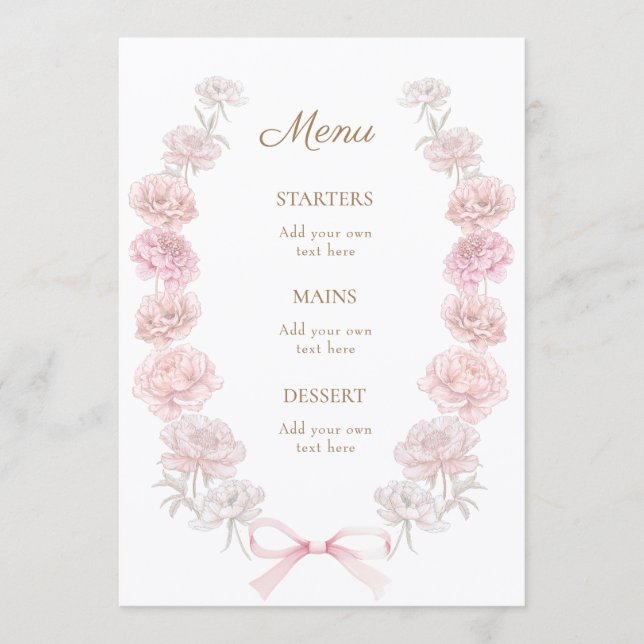 Menu pivoines roses (Devant)