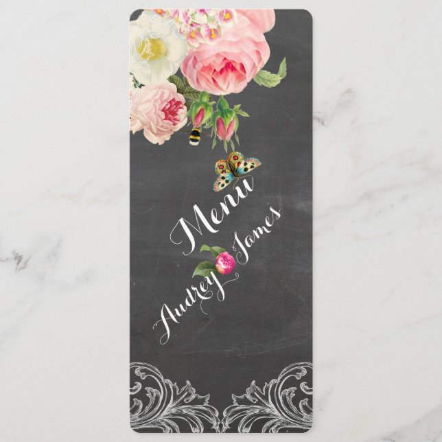 Menu PixDezines Chalkboard/Rose Vintage (Devant)