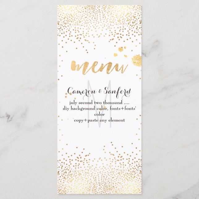 Menu PixDezines ébloui de paillettes d'or/DIY fond (Devant)