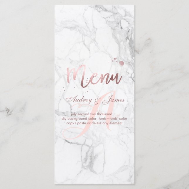 Menu PixDezines Faux Rose Gold/Marbre/Menu (Devant)