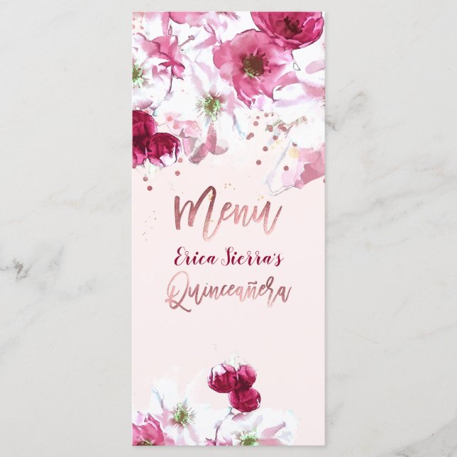 Menu PixDezines Fleurs de cerisiers Quinceanera (Devant)