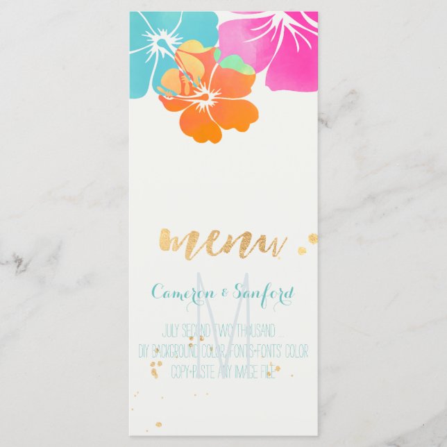 Menu PixDezines Hibiscus/Rose/Bleu/Orange (Devant)