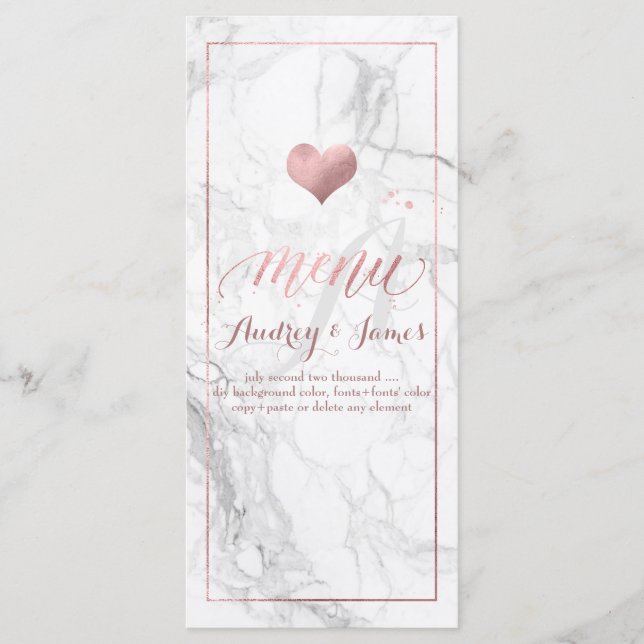 Menu PixDezines Marble/Shine Menu/Faux Rose Gold (Devant)