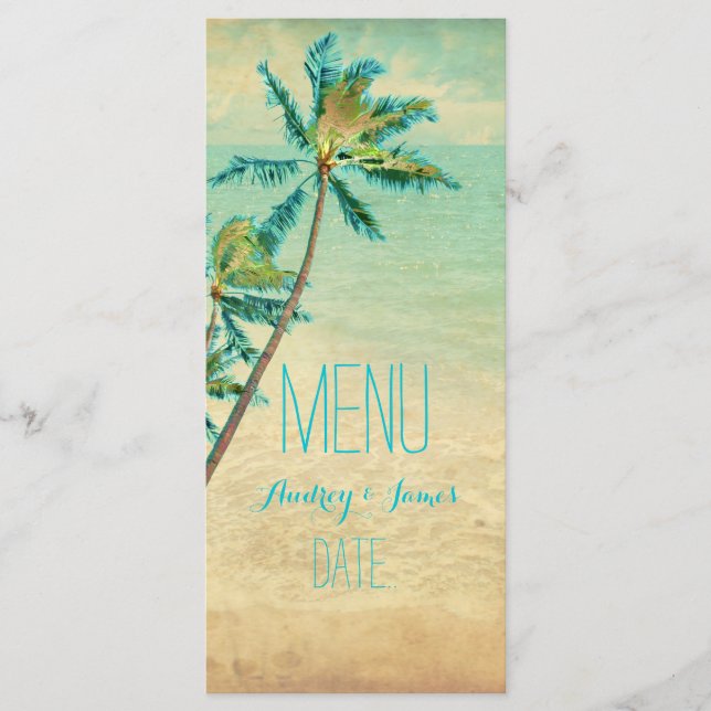 Menu PixDezines Plage Vintage/Palmiers Menu/Faux Gold (Devant)