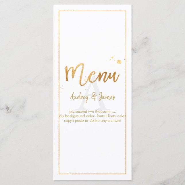 Menu PixDezines Shine Menu/Faux Gold/Script manuscrit (Devant)