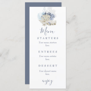 Menu Plage côtière bleu mariage