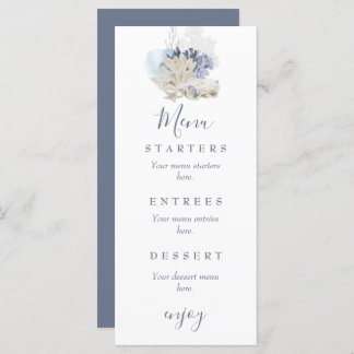 Menu Plage côtière bleu mariage