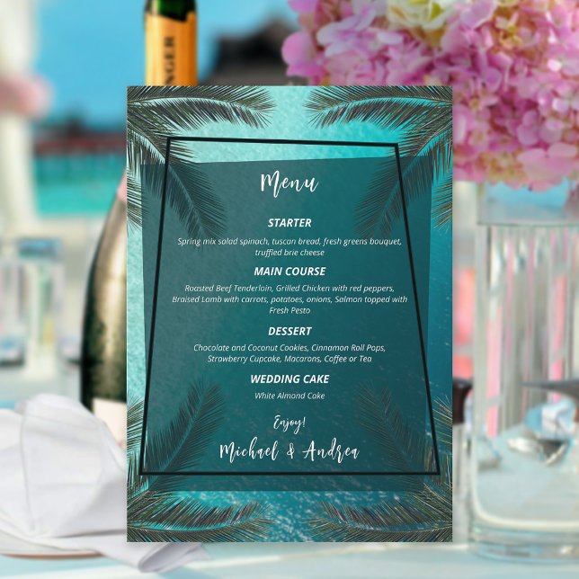 Menu Plage tropicale Lieu de mariage été Océan Personna (Créateur téléchargé)