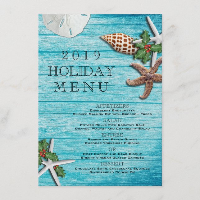 Menu Planches de Vie Marine de Noël Tropical Bleu (Devant)