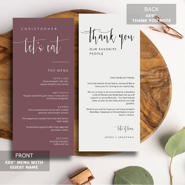 Menu Plaque de Merci minimale pourpre Dusty (Créateur téléchargé)