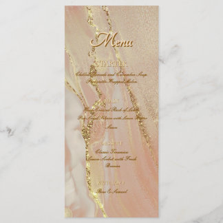 Menu Plat Chic Or Rose Encre Alcoolique Paillettes