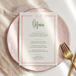 Menu plat coloré rose et vert tiré à la main<br><div class="desc">Menu plat coloré rose et vert tiré à la main | Cartes de table de Mariage français manuscrites Menu plat Élégante calligraphie Manger et boire Menus de Mariage | Calligraphie simple Menus Mariage rustique Menus Mariage,  Menu Mariage rustique,  Menu Floral Wedidting,  Menu Table Mariage</div>