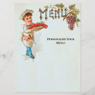 Menu plat de dîner personnalisé au homard vintage