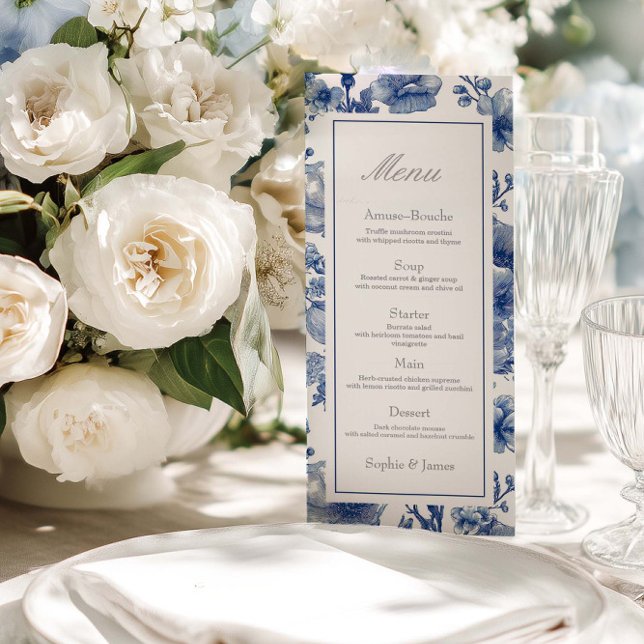 Menu Plat De Mariage Argent Et Bleu Marine (Créateur téléchargé)