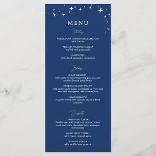 Menu plat de mariage bleu marine élégant céleste