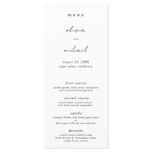 Menu Plat de Mariage Calligraphié Minimaliste