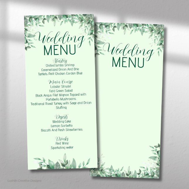 Menu Plat de Mariage Feuillage de Sauge (Créateur téléchargé)